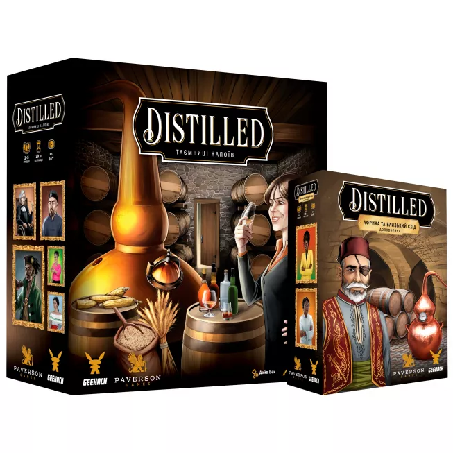 Настільна гра Distilled. Таємниці напоїв + доповнення (комплект)