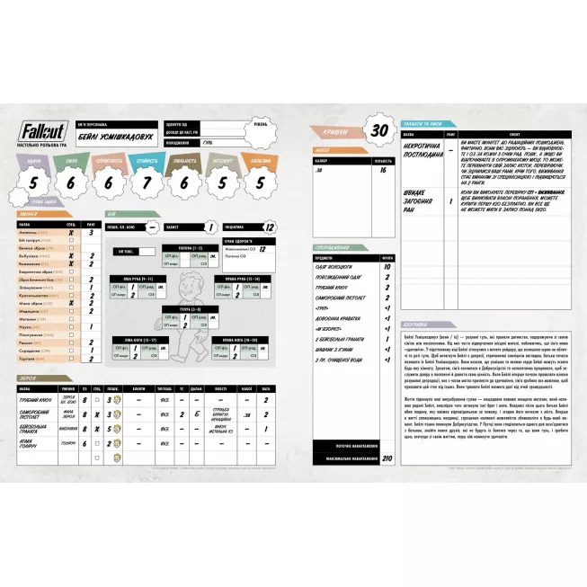 Настільна гра Fallout. Рольова гра - Стартовий набір