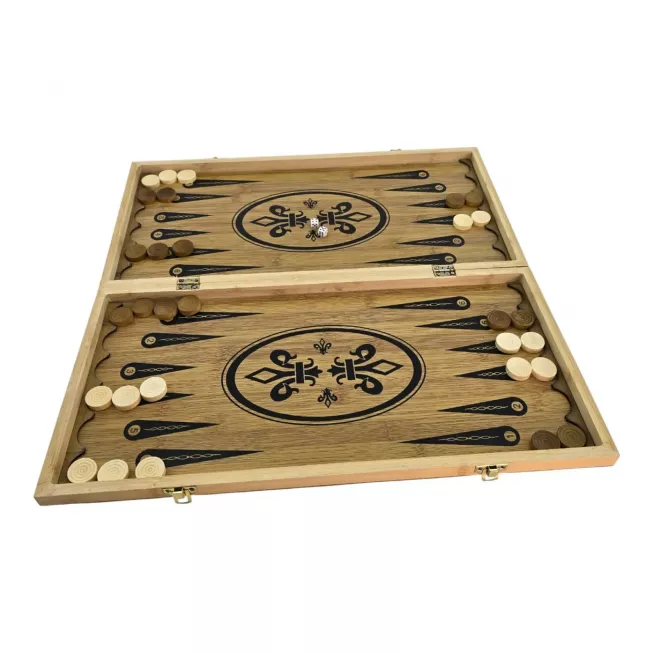 Нарди з шахами і шашками бамбукові (48х48х1,9 см)