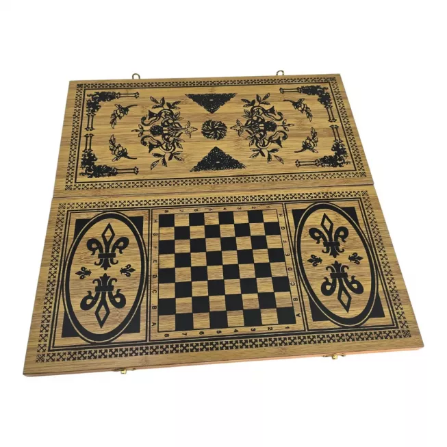 Нарди з шахами і шашками бамбукові (48х48х1,9 см)