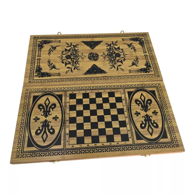 Нарди з шахами і шашками бамбукові (48х48х1,9 см)