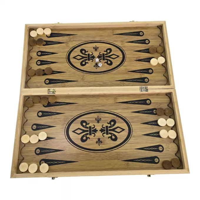 Нарди з шахами і шашками бамбукові (48х48х1,9 см)