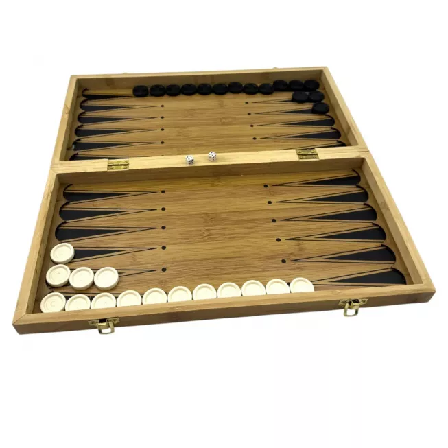 Нарди з шахами і шашками бамбукові (38,7х38,7х2,3 см)