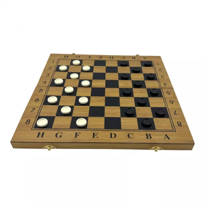 Нарди з шахами і шашками бамбукові (38,7х38,7х2,3 см)