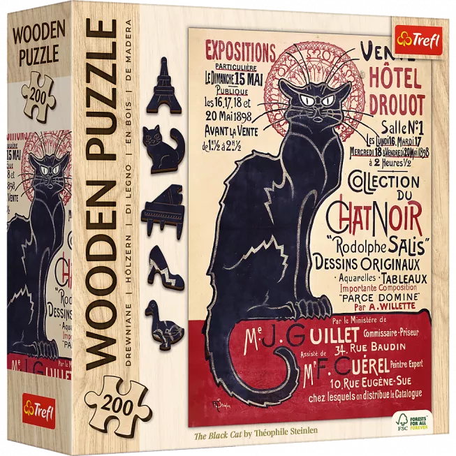 Дерев'яний пазл Теофіль Стейнлен - Чорний кіт (200)