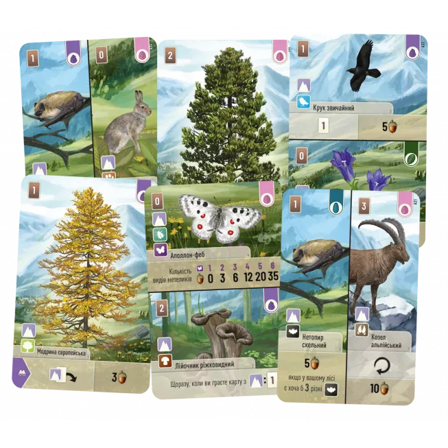 Настільна гра Лісова метушня. Альпи (Forest Shuffle: Alpine Expansion)