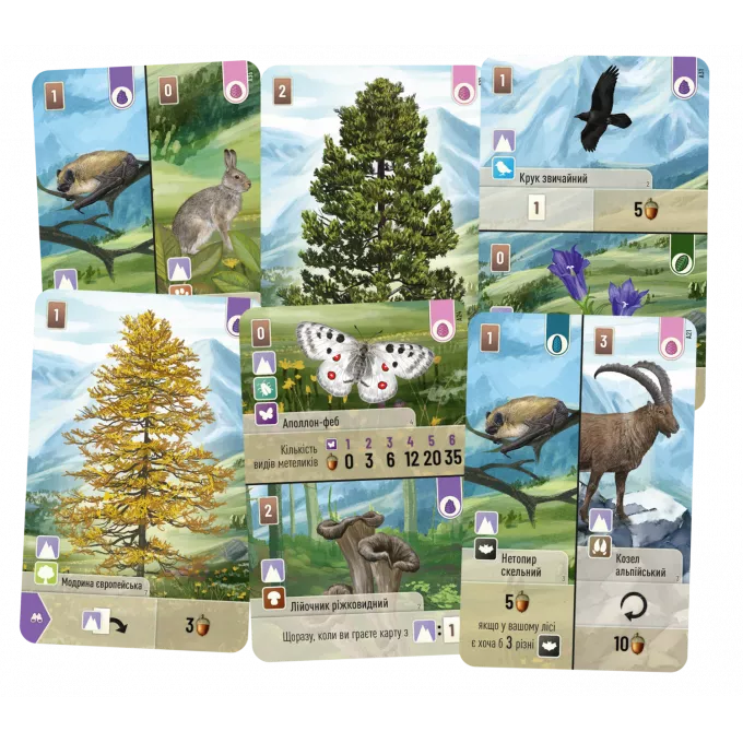 Настільна гра Лісова метушня. Альпи (Forest Shuffle: Alpine Expansion)