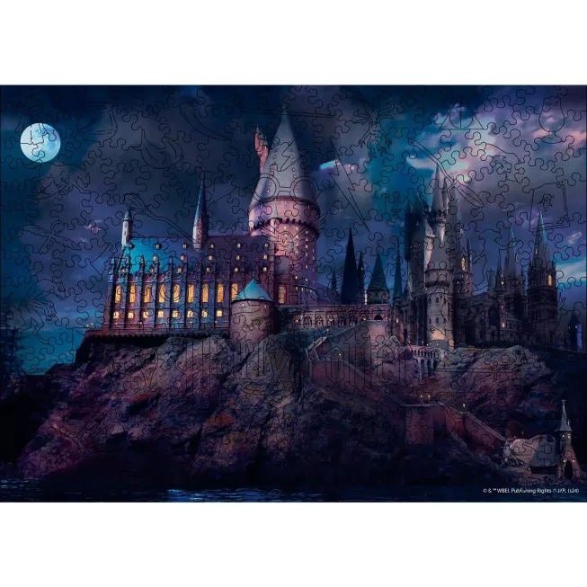 Фігурний дерев'яний пазл Гаррі Поттер Замок Гоґвортс (Night) XL