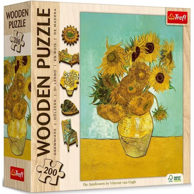 Дерев'яний пазл Вінсент ван Гог - Соняшники (200)