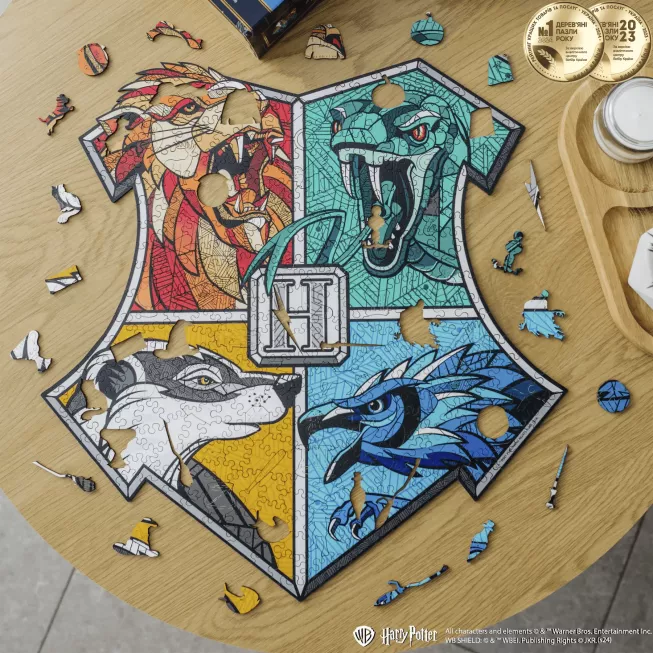 Фігурний дерев'яний пазл Гаррі Поттер Гоґвортс (Colorful) XL