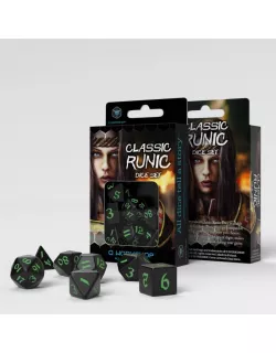 Набір кубиків Classic Runic Black & green Dice Set (7)