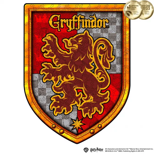 Фігурний дерев'яний пазл Гаррі Поттер Герб Ґрифіндор XL