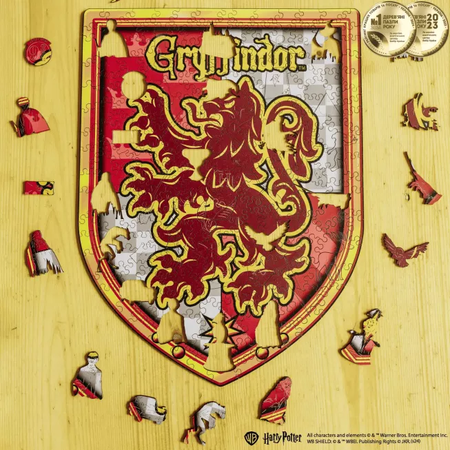 Фігурний дерев'яний пазл Гаррі Поттер Герб Ґрифіндор XL