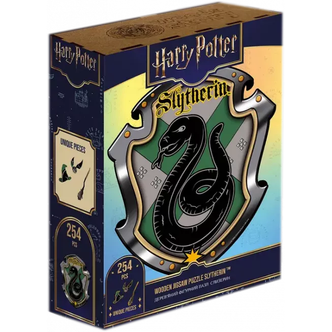 Фігурний дерев'яний пазл Гаррі Поттер Герб Слизерин XL
