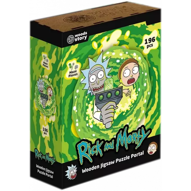 Фігурний дерев'яний пазл Rick & Morty™ Портал XL