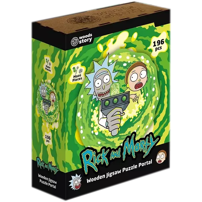 Фігурний дерев'яний пазл Rick & Morty™ Портал XL
