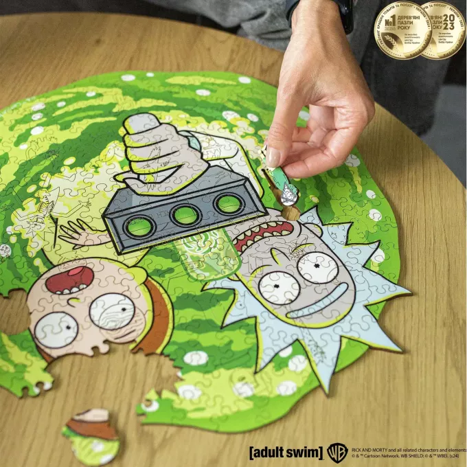 Фігурний дерев'яний пазл Rick & Morty™ Портал XL