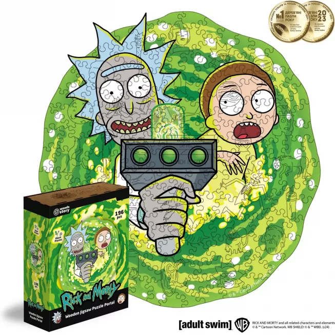 Фігурний дерев'яний пазл Rick & Morty™ Портал XL