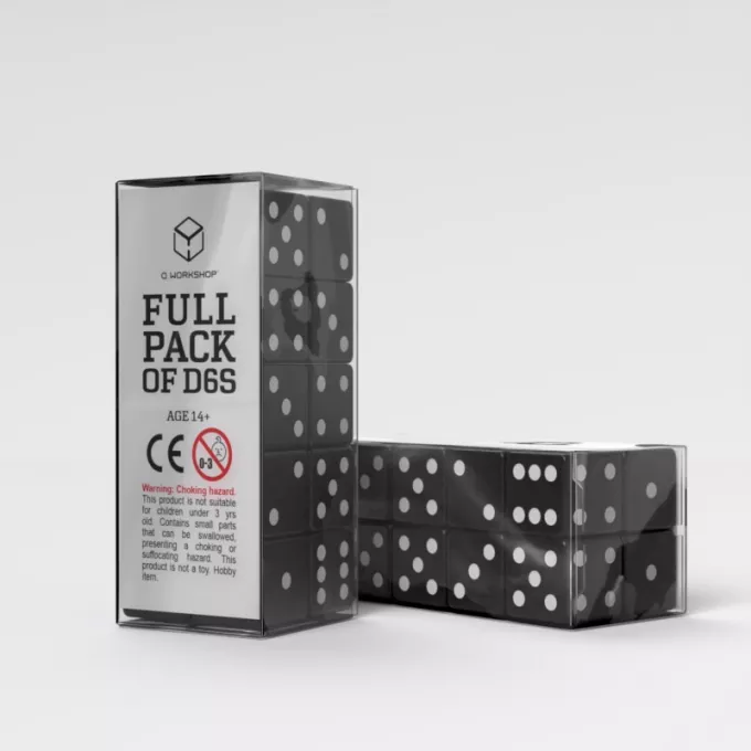 Набір кубиків Full Pack of D6s: Black&White