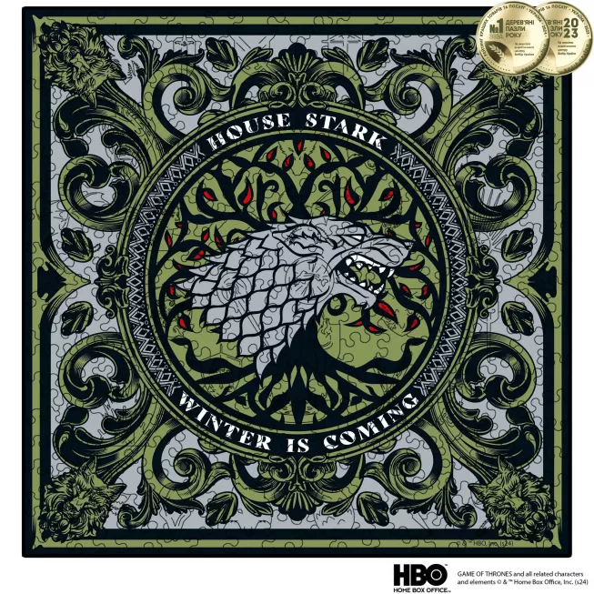 Фігурний дерев'яний пазл Гра Престолів Дім Старків XL