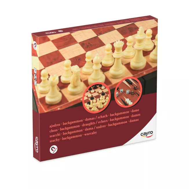 Магнітні шахи-шашки-нарди з відсіками для зберігання (24x24 см)