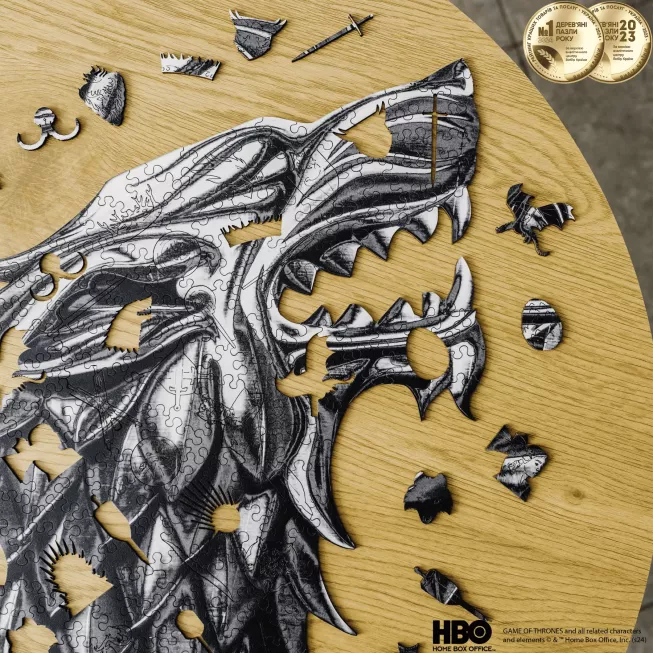Фігурний дерев'яний пазл Гра Престолів Лютововк Примара XL