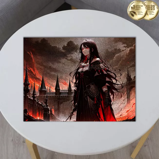 Дерев'яний пазл Аніме (Дівчина в чорному) XL