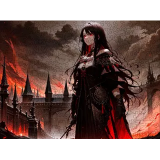 Дерев'яний пазл Аніме (Дівчина в чорному) XL