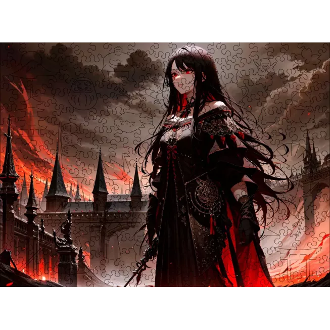 Дерев'яний пазл Аніме (Дівчина в чорному) XL