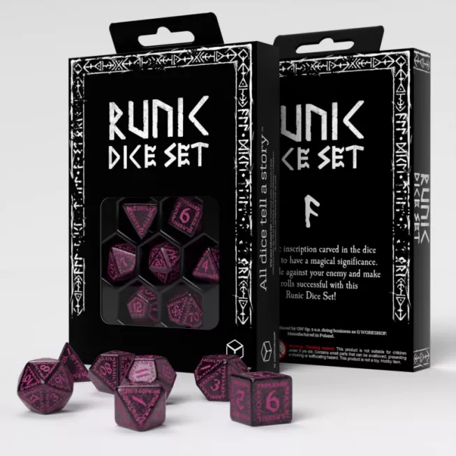 Набір кубиків Runic Shimmering black with magenta Dice Set