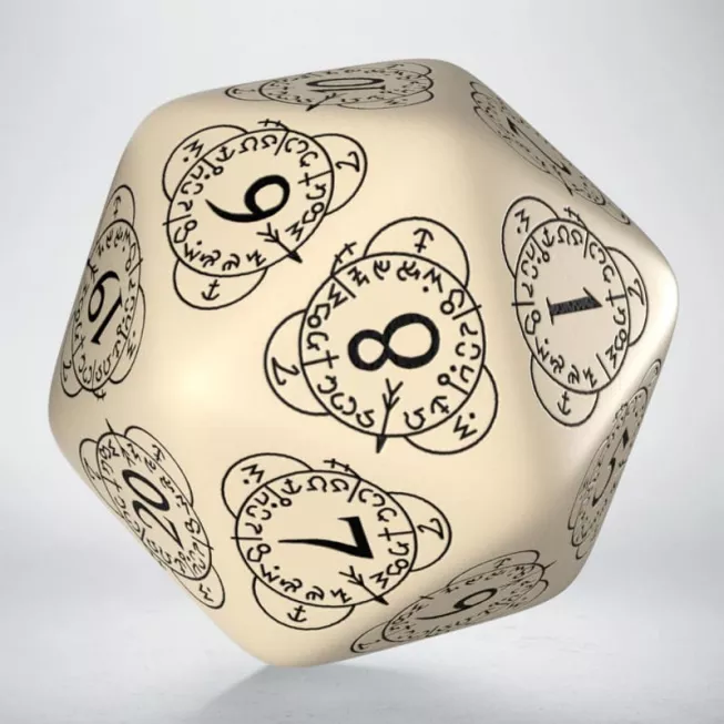 Кубик D20 Level Counter Beige & black Die (1)