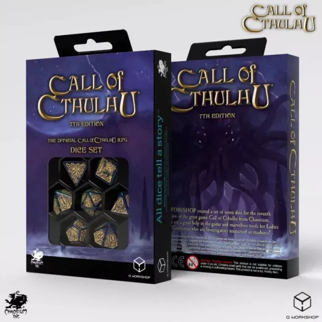 Набір кубиків Call of Cthulhu 7th Edition Blue-green & Gold Dice Set
