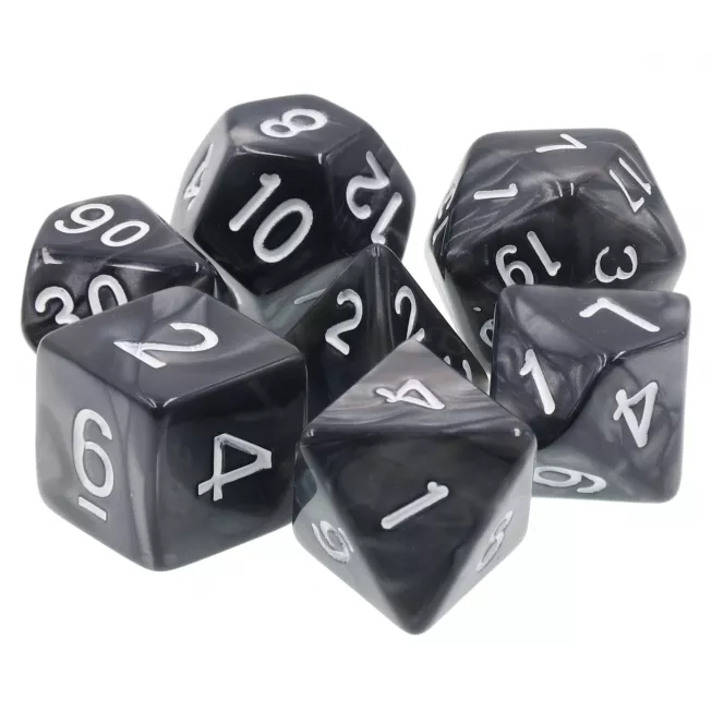 Набір кубиків Obsidian & White Polyhedral Dice Set: купити за кращою ціною в Україні