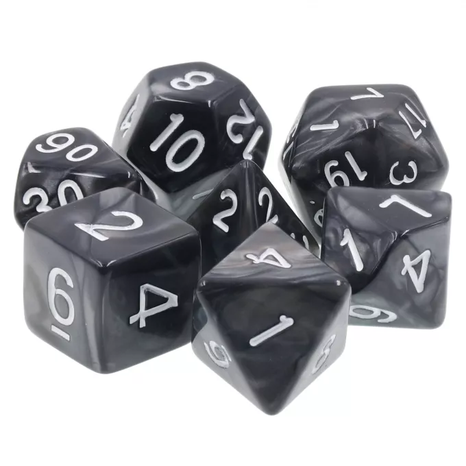 Набір кубиків Obsidian & White Polyhedral Dice Set: купити за кращою ціною в Україні
