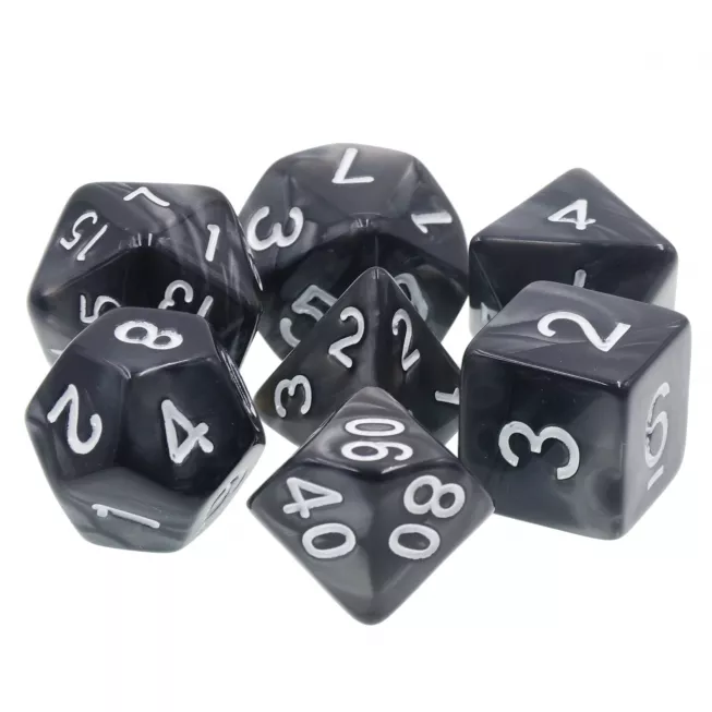 Набір кубиків Obsidian & White Polyhedral Dice Set: купити за кращою ціною в Україні