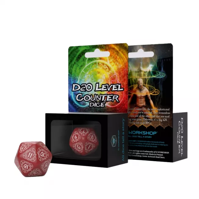 Кубик D20 Level Counter Red & White Die: купити за кращою ціною в Україні