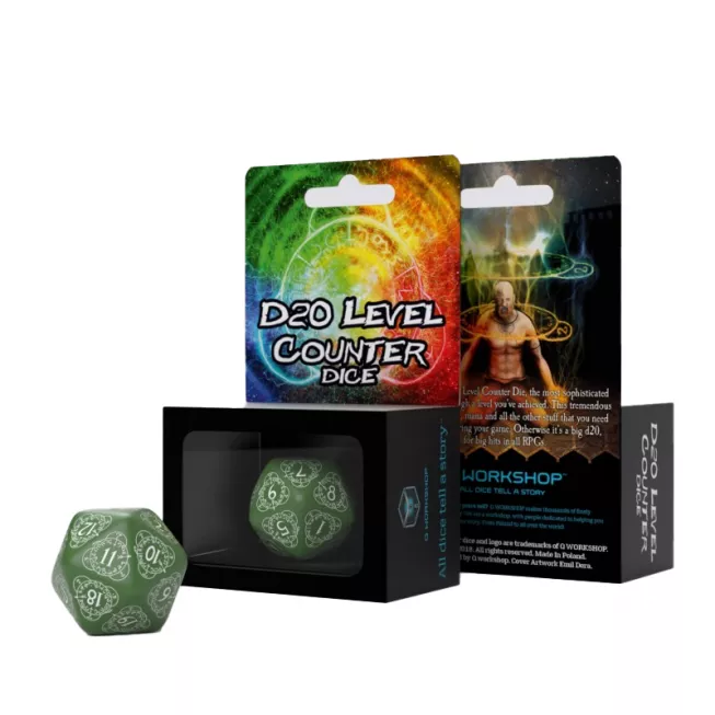 Кубик D20 Level Counter Green & white Die (1): купити за кращою ціною в Україні