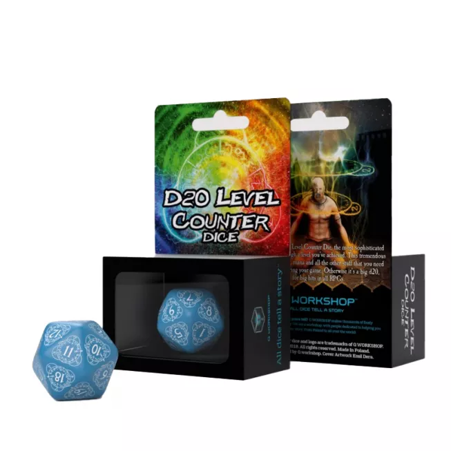 Кубик D20 Level Counter Blue & White Die: купити за кращою ціною в Україні