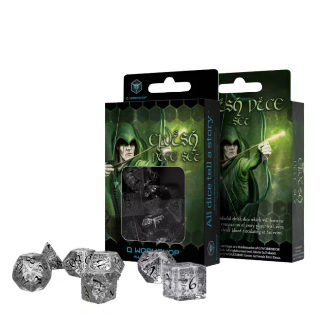 Набір кубиків Elvish Translucent & black Dice Set (7): купити за кращою ціною в Україні