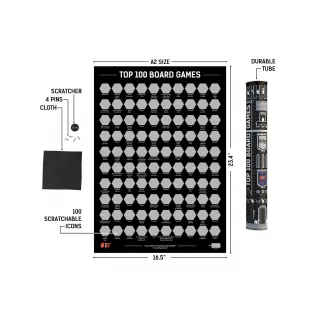 Скретч-постер Топ 100 настільних ігор (Top 100 Board Games)