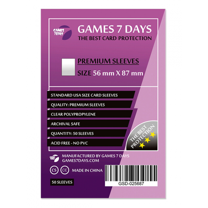 Протектори Games7Days (56 x 87 мм) Premium USA (50 шт): купити за кращою ціною в Україні
