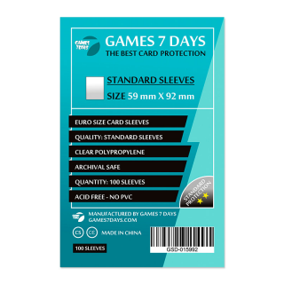 Протектори Games7Days (59 x 92 мм) Standard Euro Size (100 шт)