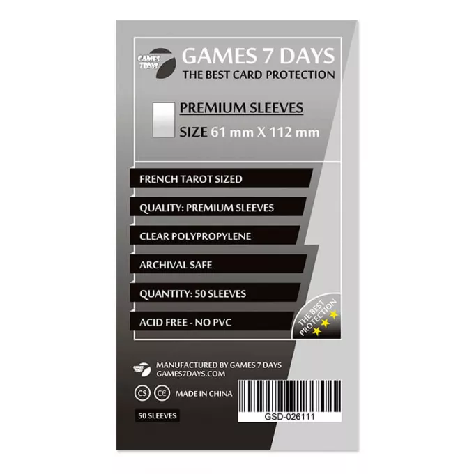 Протектори Games7Days (61 x 112 мм) Premium French Tarot (50 шт): купити за кращою ціною в Україні