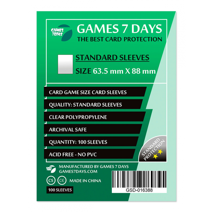 Протектори Games7Days (63.5 x 88 мм) Standard Card Game (100 шт): купити за кращою ціною в Україні