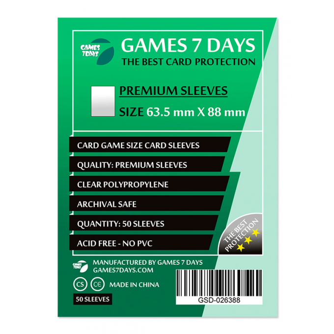 Протектори Games7Days (63.5 x 88 мм) Premium Card Game (50 шт): купити за кращою ціною в Україні