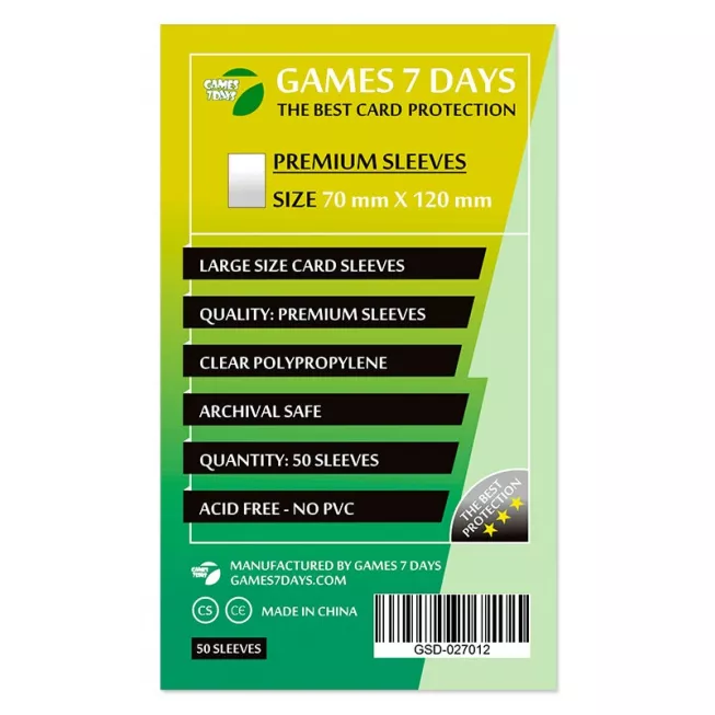 Протектори Games7Days (70 x 120 мм) Premium Large Size (50 шт): купити за кращою ціною в Україні