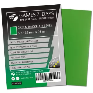 Протектори Games7Days (66 х 91 мм / 63.5x88 мм) Green Premium MTG (80 шт)