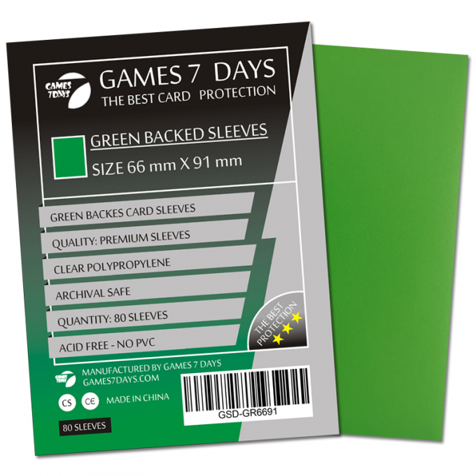 Протектори Games7Days (66 х 91 мм / 63.5x88 мм) Green Premium MTG (80 шт): купити за кращою ціною в Україні