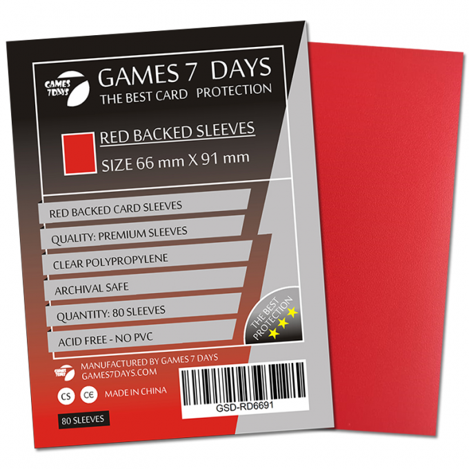 Протектори Games7Days (66 х 91 мм / 63.5x88 мм) Red Premium MTG (80 шт): купити за кращою ціною в Україні
