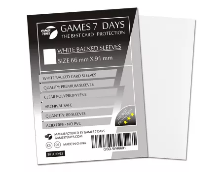 Протектори Games7Days (66 х 91 мм / 63.5x88 мм) White Premium MTG (80 шт)